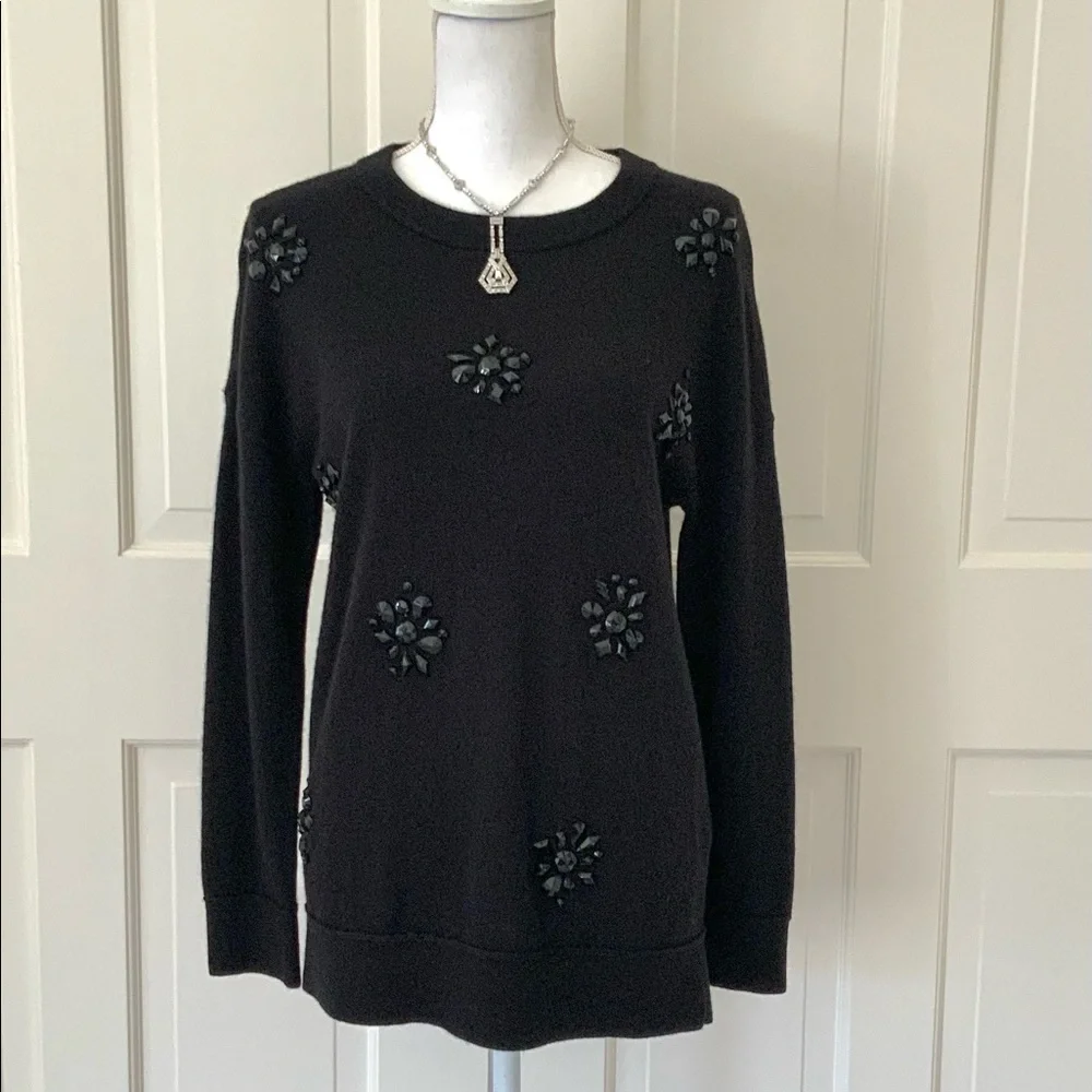 Kate Spade black wool blend embellished sweater M